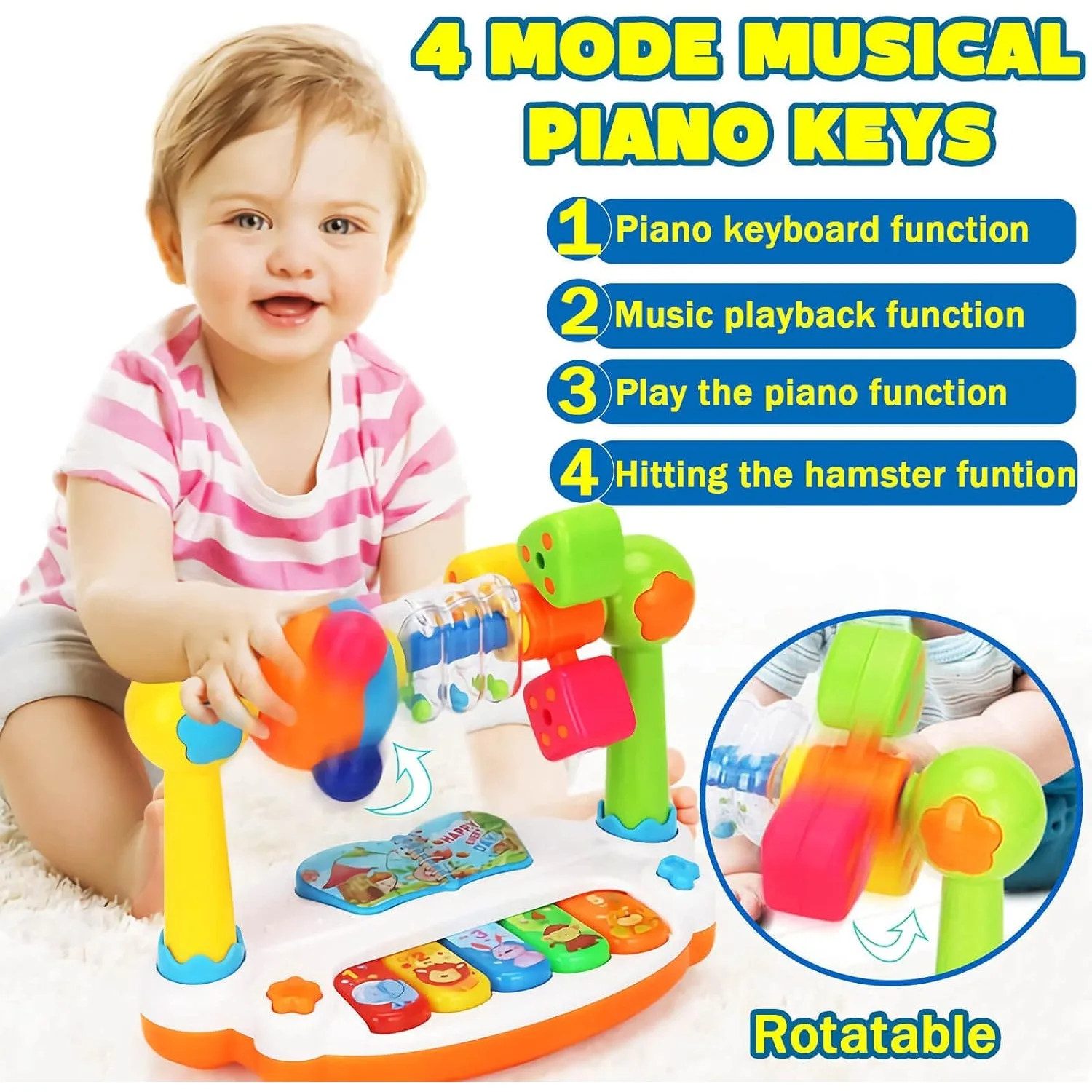 A Musical Instrument With Keys - Baby Toys Drum Piano Keys Musical