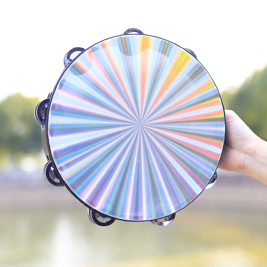 10 Inch Tambourine Hand Crank  - Musical Instrument Qin recension och pris