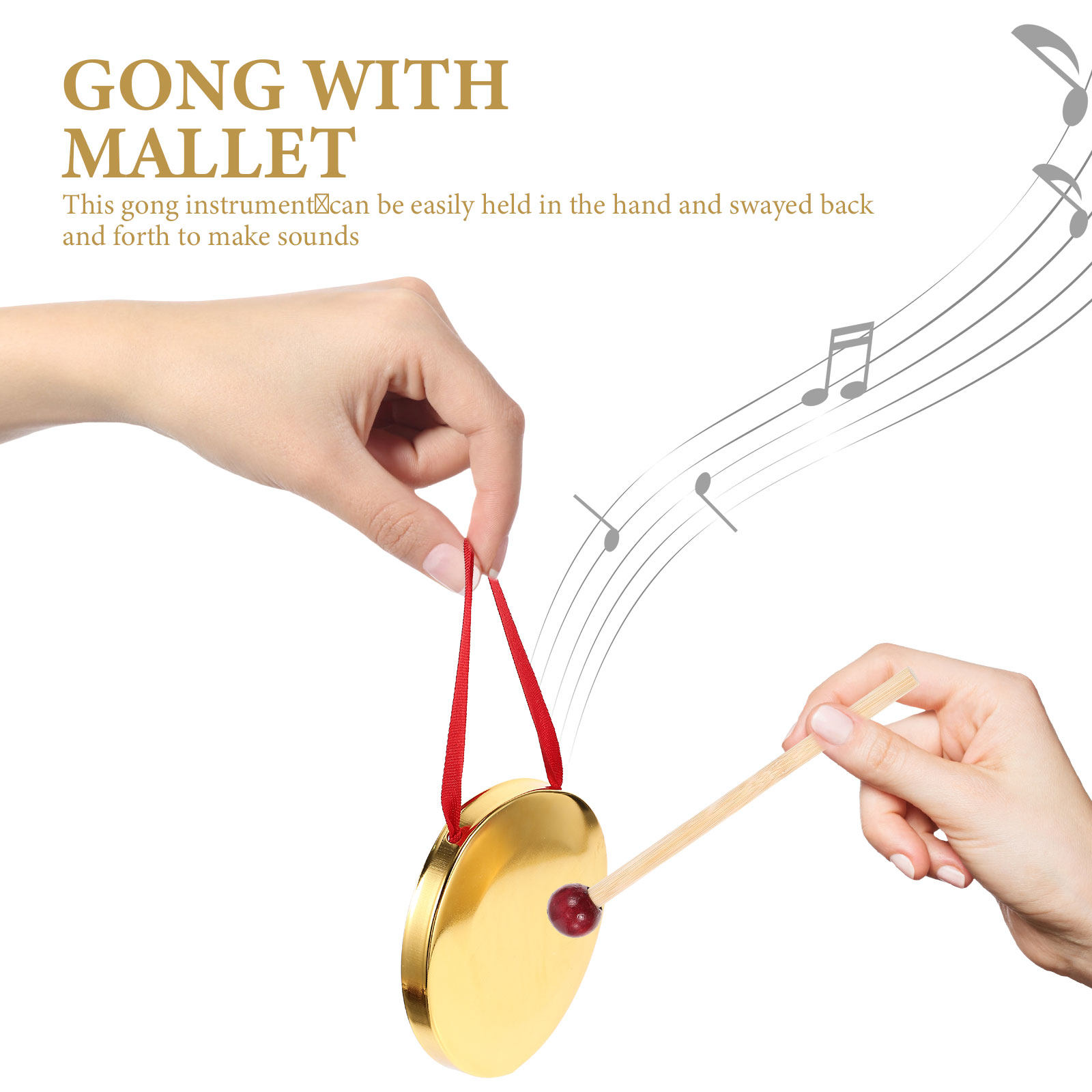 1Set Hand Held Gong Small Meta - Musical Instrument Gong recension och pris