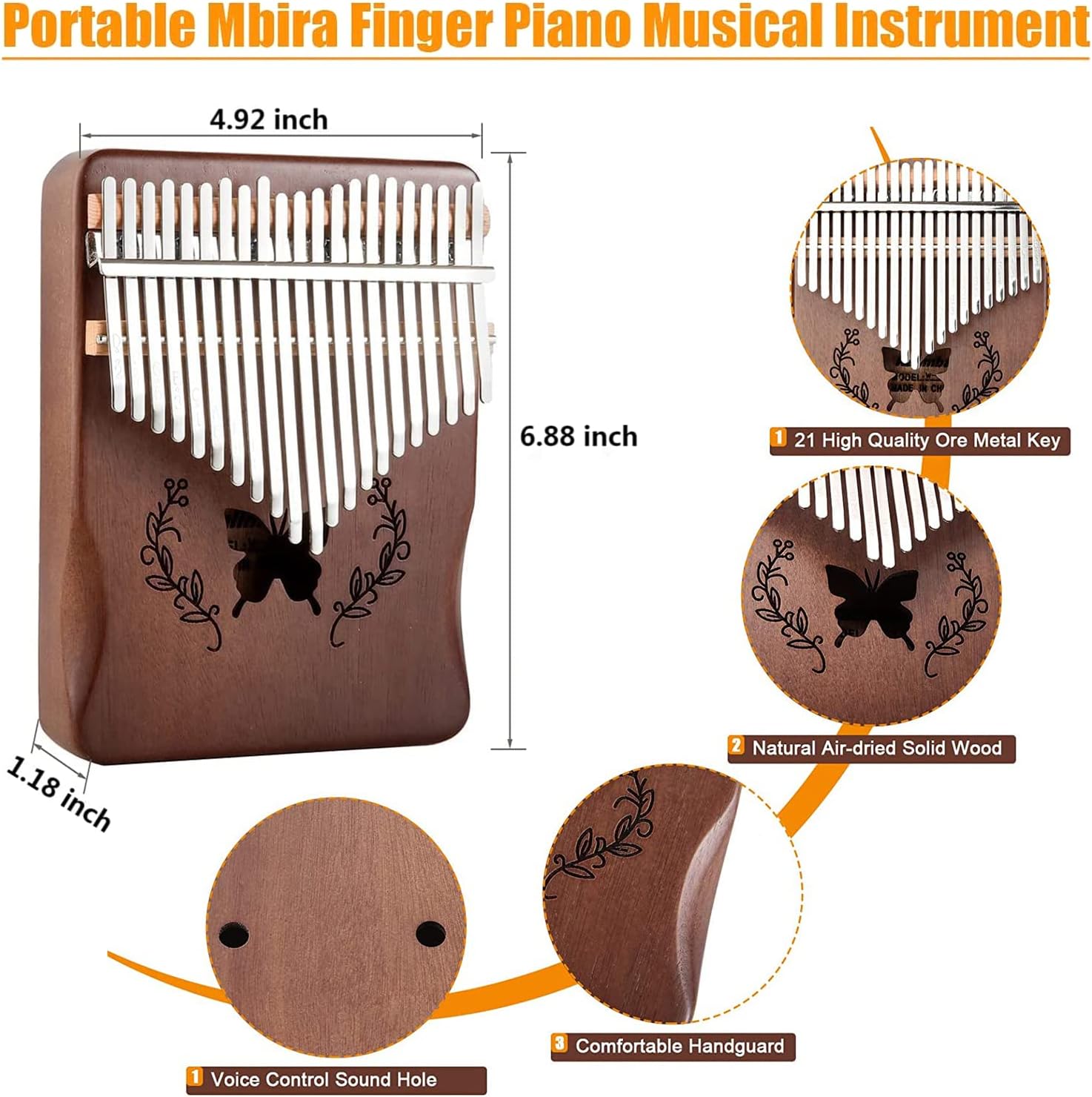 Kalimba 21 Keys Thumb Piano, N - A Musical Instrument With Keys recension och pris